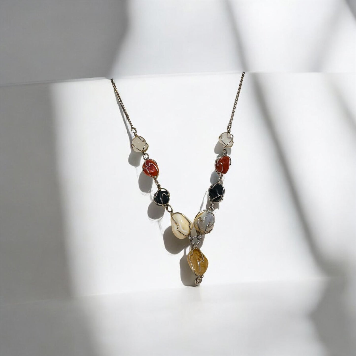 Colorful Handcrafted Agate & Quartz Necklace