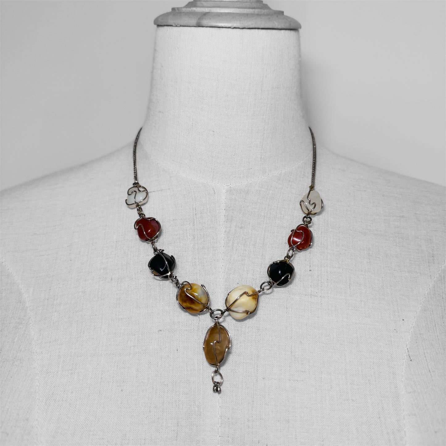 Colorful Handcrafted Agate & Quartz Necklace