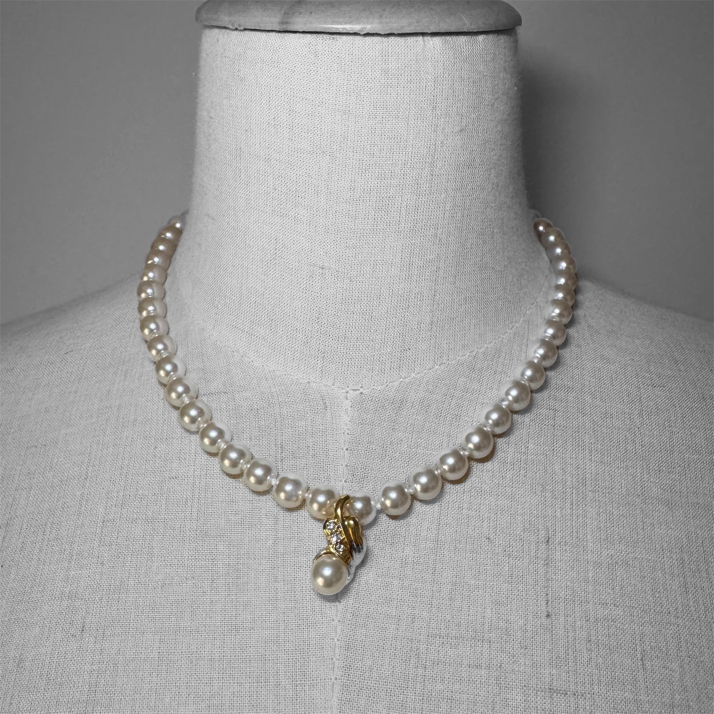 Faux Pearl Earrings and Necklace Set