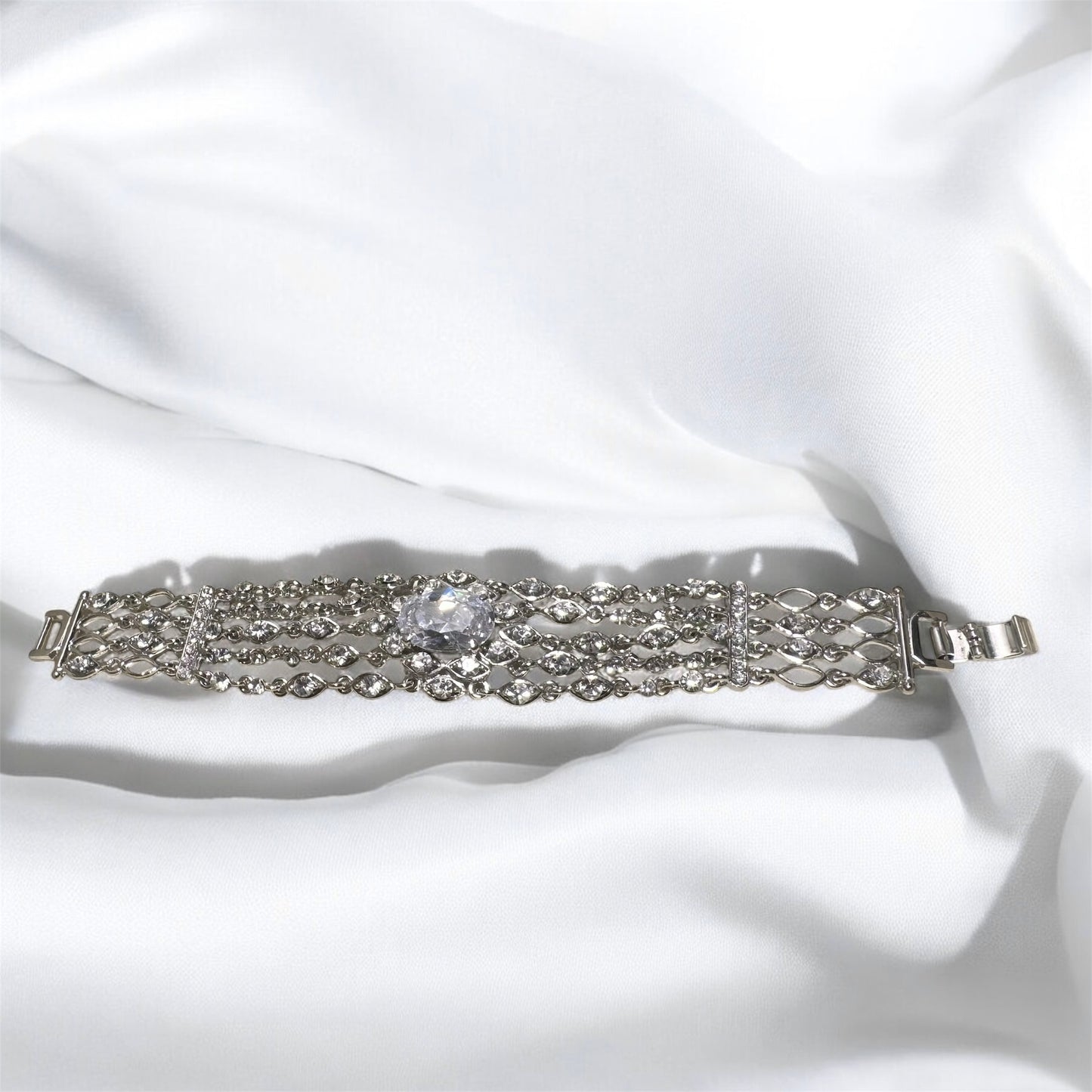 Sparkly Cubic Zirconia Wide Bracelet