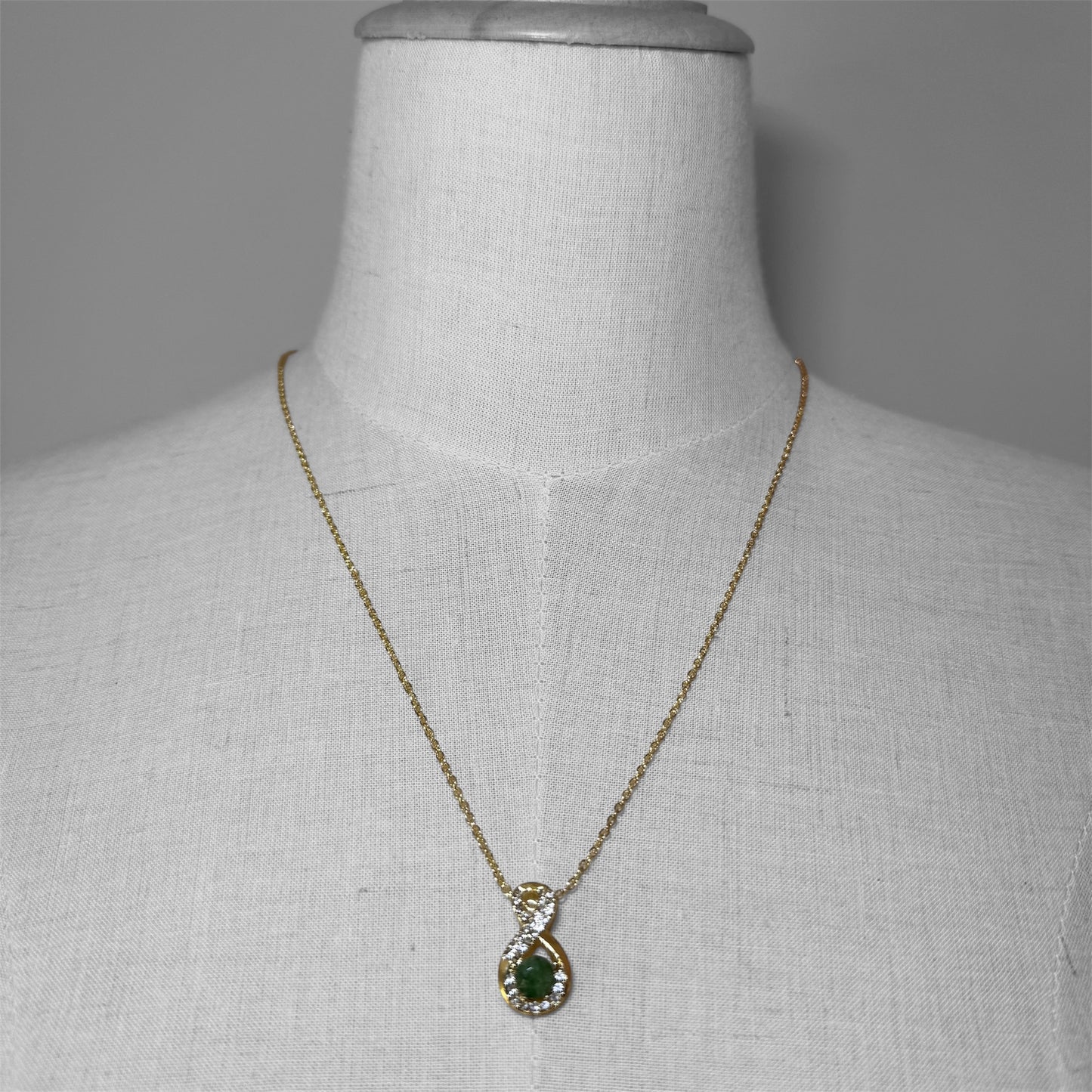 Inifinity Shaped 1ct Raw Emerald Necklace