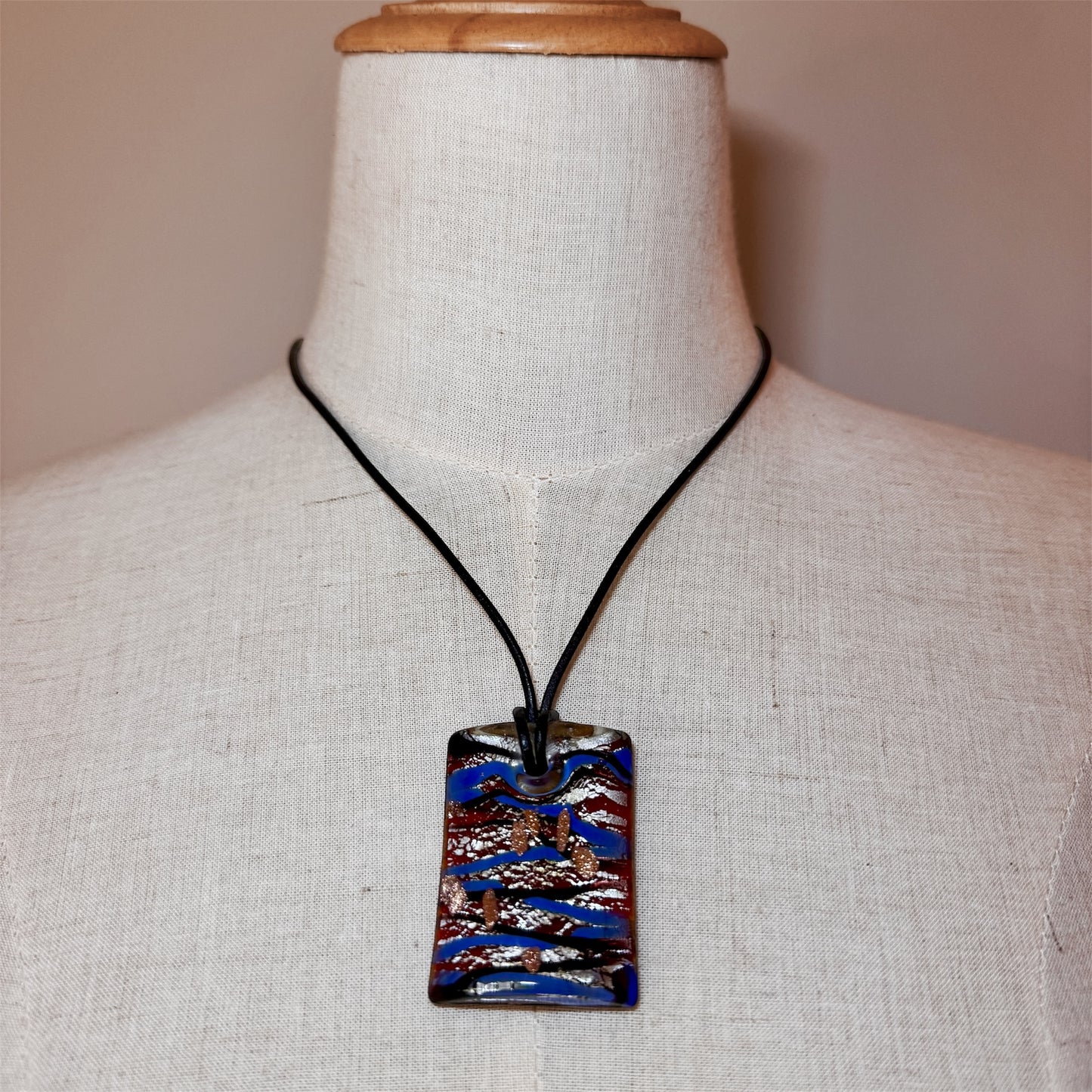 Rectangle Abstract Glass Necklace