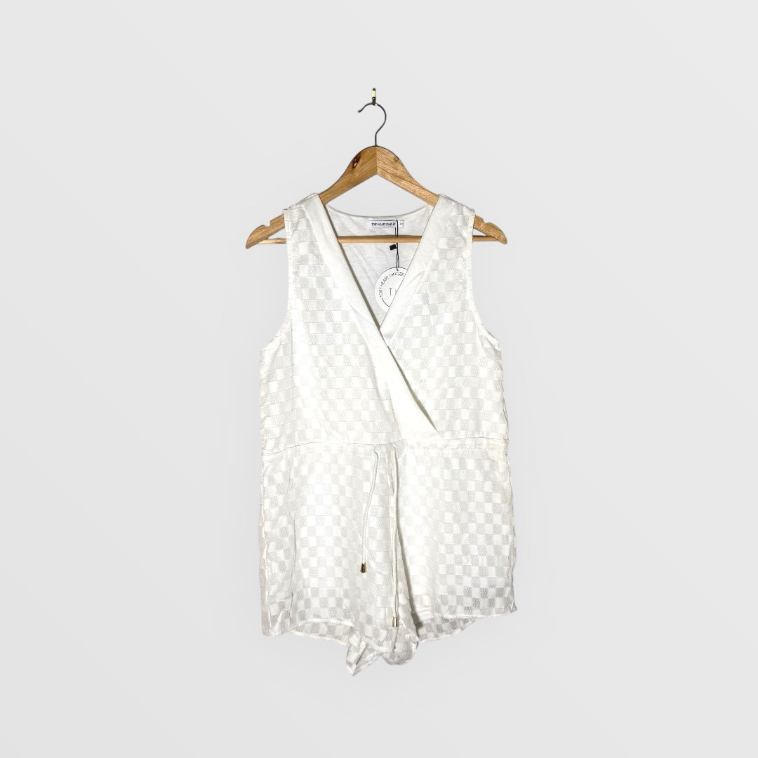 Toby Heart Ginger White Checkered Playsuit