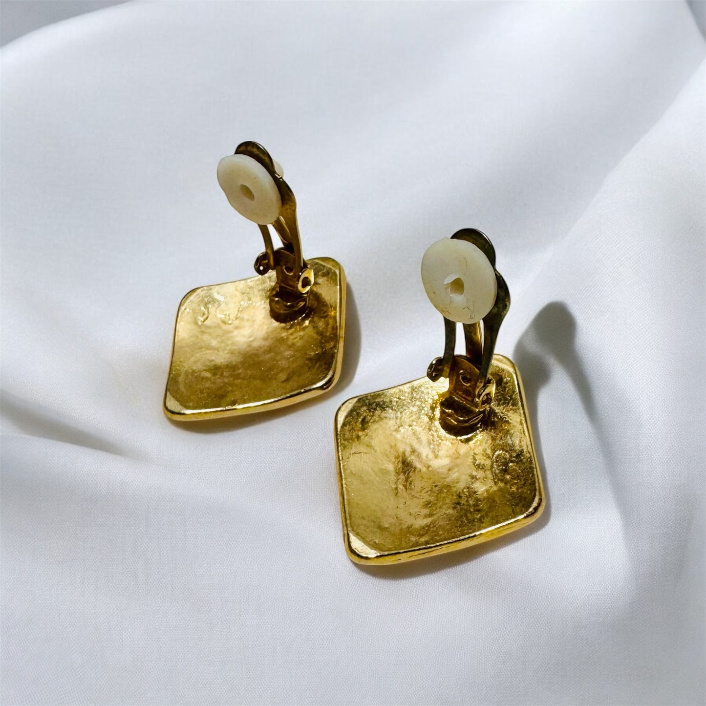 Vintage Color Block Clip On Earrings