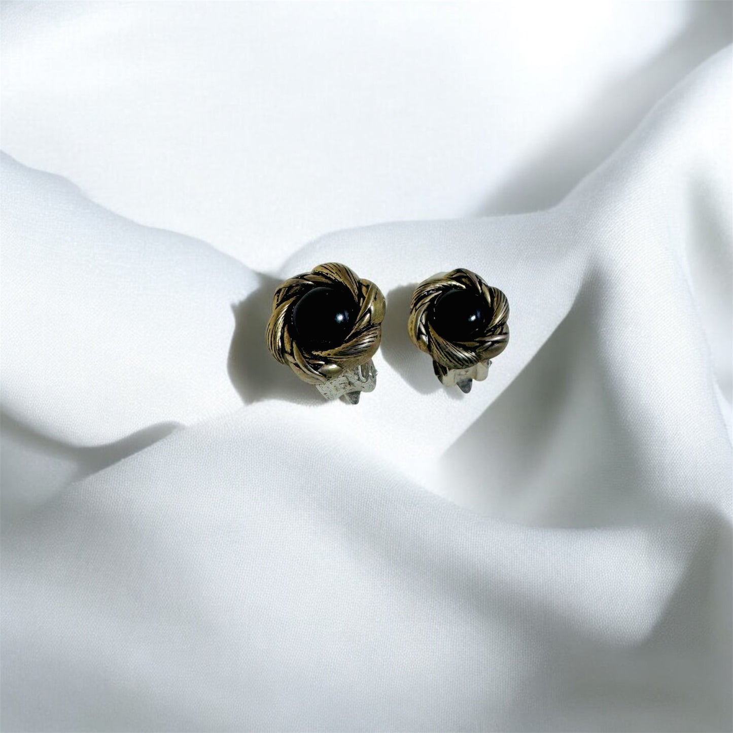 Vintage Clip On Earrings with Twisted Edge