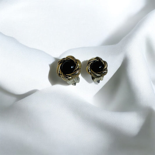 Vintage Clip On Earrings with Twisted Edge