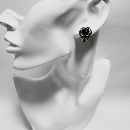 Vintage Clip On Earrings with Twisted Edge