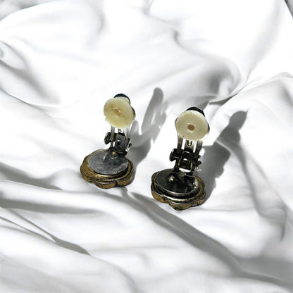 Vintage Clip On Earrings with Twisted Edge