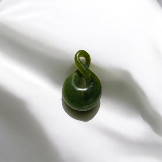 New Zealand Greenstone Single Twist Pendant