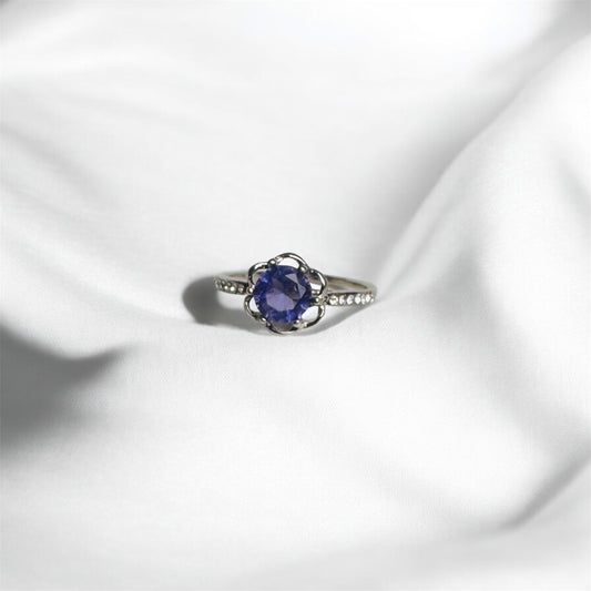 Flowery Purple Crystal Ring