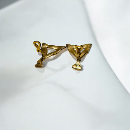 Wavy Red & Grey Triangle Enamel Clip On Earrings