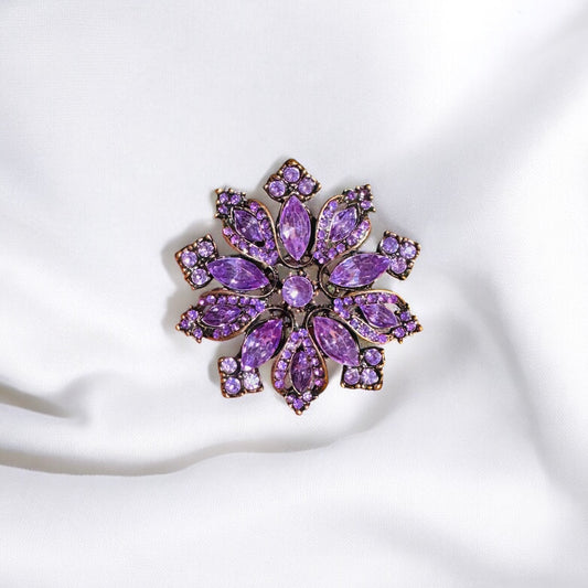 Vintage Ornate Purple Flower Brooch