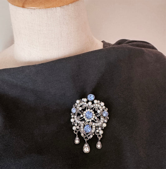 Victorian Style Rhinestone Brooch/Necklace