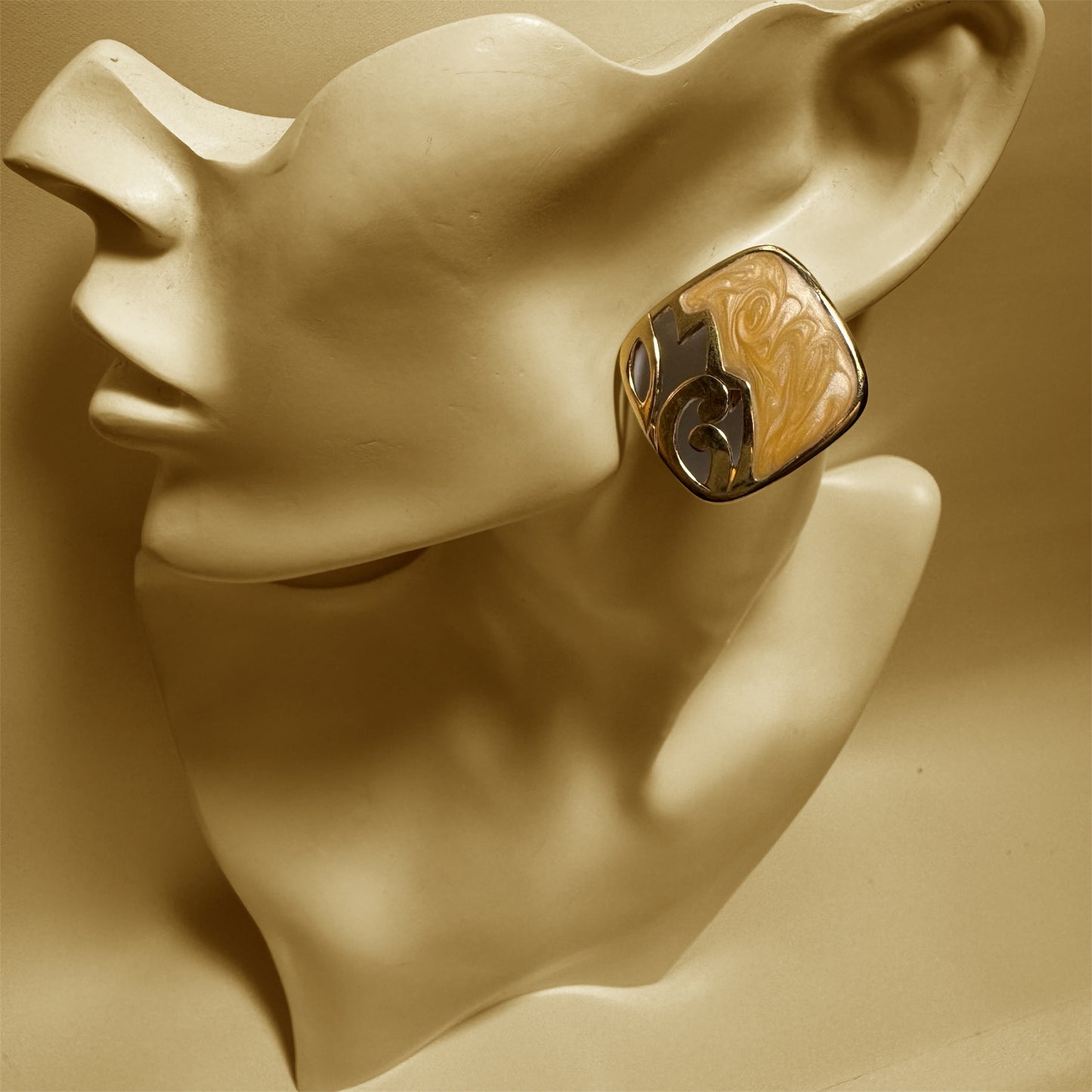 Avon Gold Tone Bangle and Clip On Earrings Set