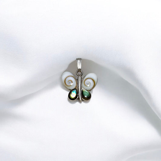 S925 Sterling Silver Shiva Eye Shell Butterfly Pendant