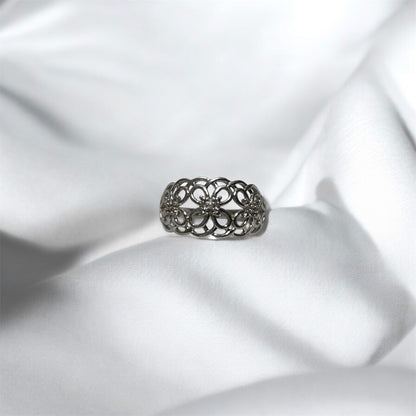 Tri Floral Filigree S925 Sterling Silver Ring
