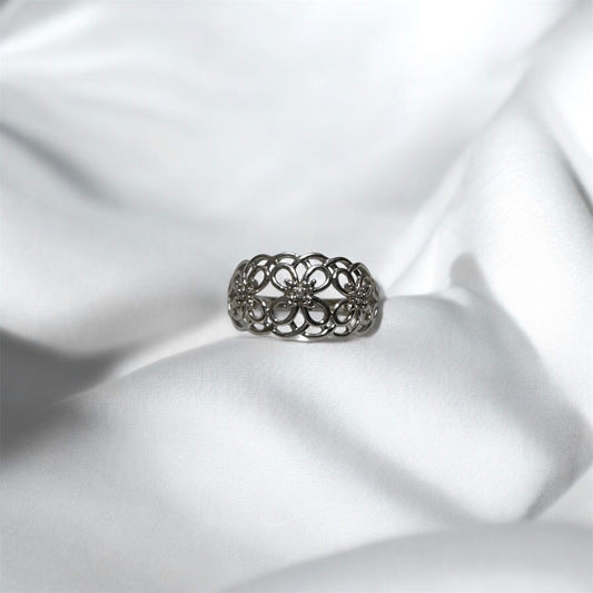 Tri Floral Filigree S925 Sterling Silver Ring
