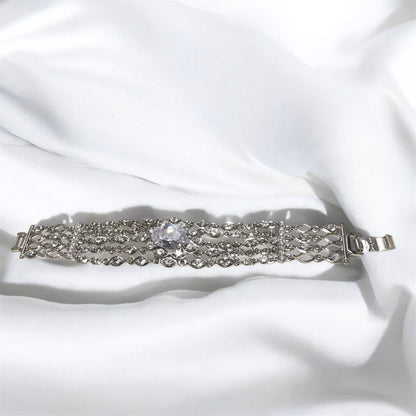 Sparkly Cubic Zirconia Wide Bracelet