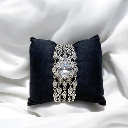 Sparkly Cubic Zirconia Wide Bracelet