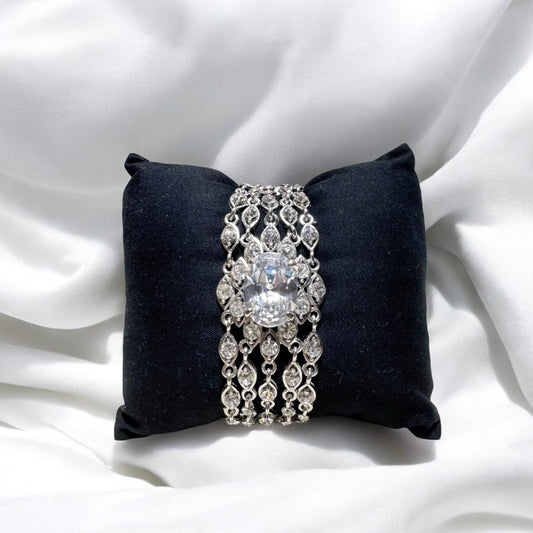 Sparkly Cubic Zirconia Wide Bracelet