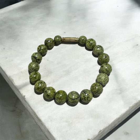 Natural Serpentine Round Bead Bracelet