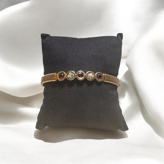 Genuine garnet clear crystal stretch bracelet