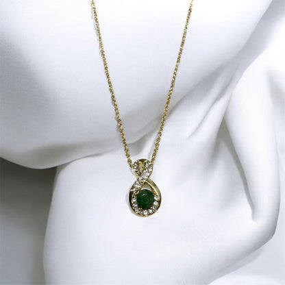 Inifinity Shaped 1ct Raw Emerald Necklace