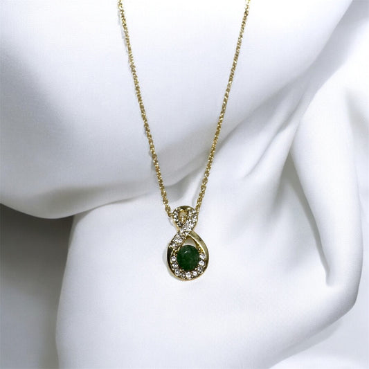 Inifinity Shaped 1ct Raw Emerald Necklace