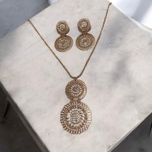 Hollow Round Earrings and Necklace Set