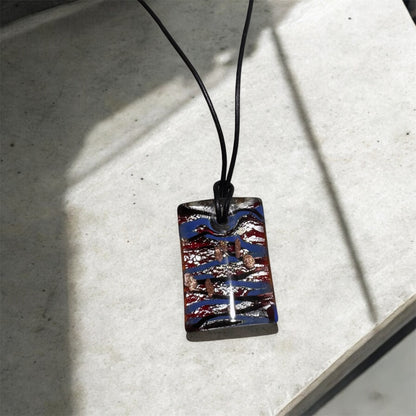 Rectangle Abstract Glass Necklace