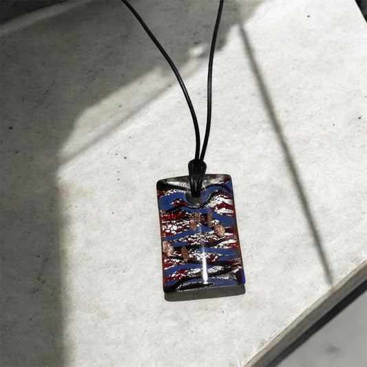 Rectangle Abstract Glass Necklace