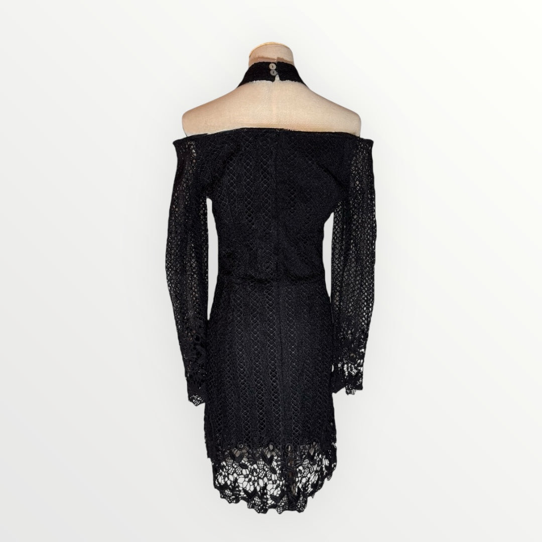 Morrisday Spellbound Open Shoulder Lace Dress Black