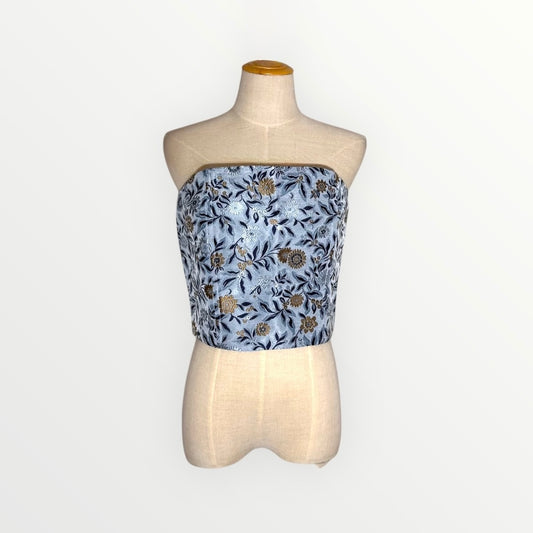 Morrisday Floral Embroidered Strapless Tube Top