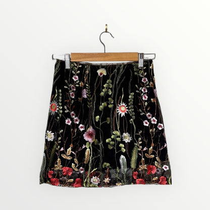 Morrisday Black Sheer Floral Embroidered Skirt