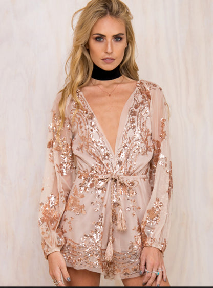 Luxe Rose Gold Sequin Playsuit