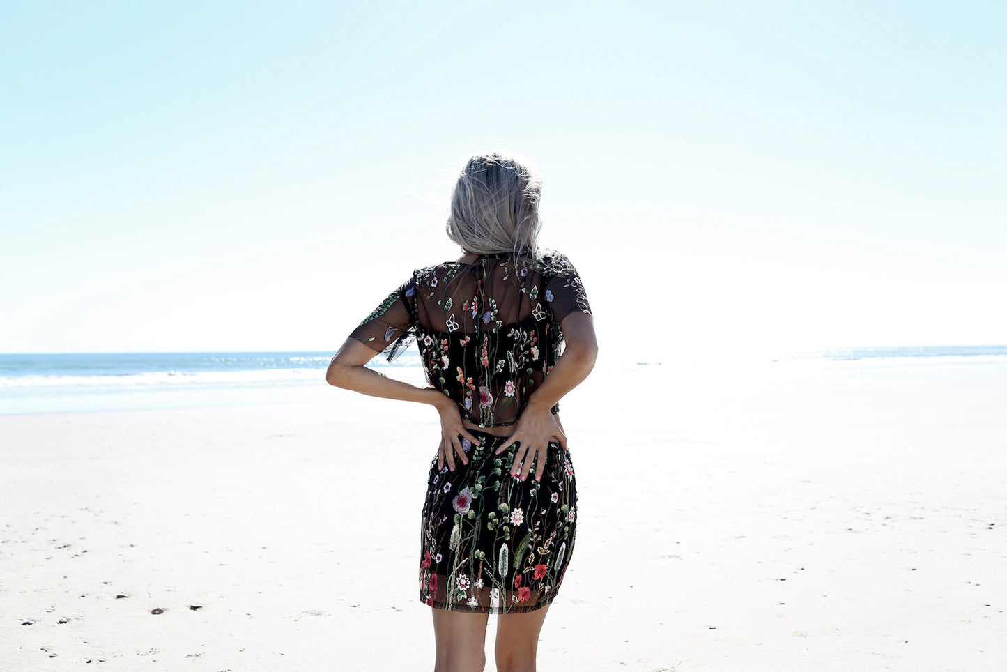 Morrisday Black Sheer Floral Embroidered Skirt